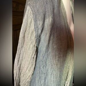A rare FLAX piece. Open Front. 2-Tone Linen. Kimono Wrap. EUC